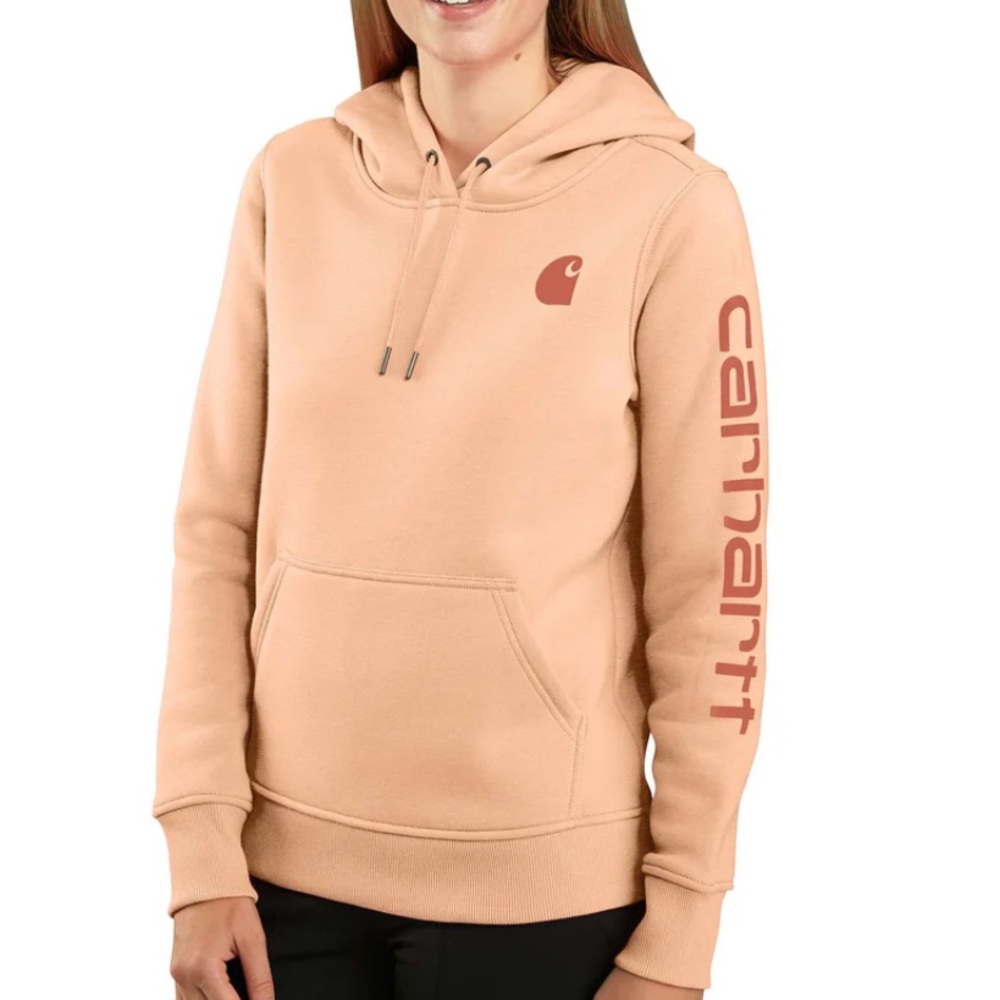 WOMEN'S RELAXED FIT MIDWEIGHT LOGO SLEEVE GRAPHIC SWEATSHIRT